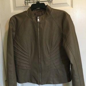 Faux Leather Jacket Taupe